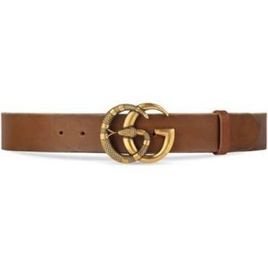 Gucci brown GG logo belt with snake detail